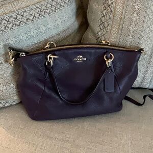 Coach Dark Purple Leather Shoulder Bag